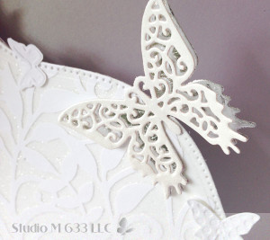 Floral Monochromatic Square Butterfly Greeting--StudioM633.com