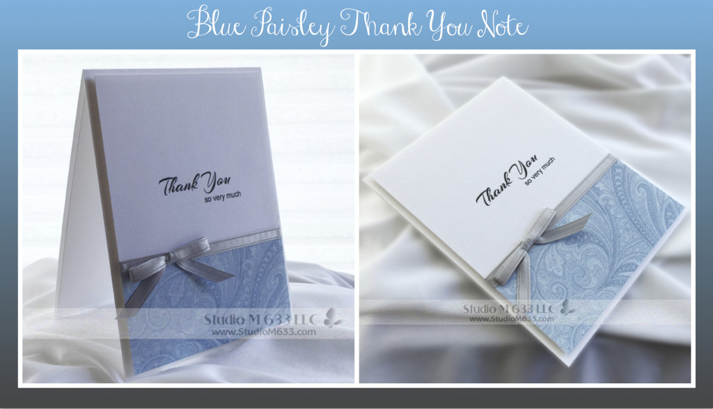 Blue Paisley Thank You Notes Studio M 633 www.StudioM633.com